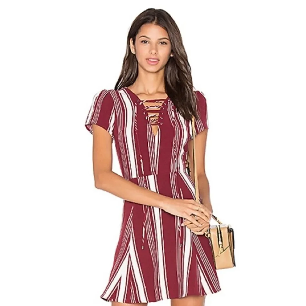 Lovers + Friends Compass Fit & Flare Mini Striped Dress